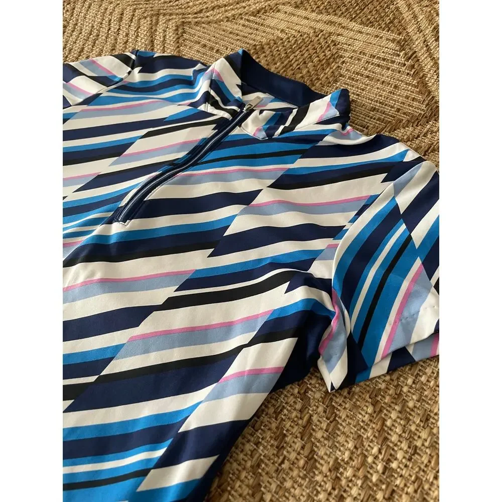 Tail Golf polo Shirt abstract short sleeve Mock Neck quater zip Sz Small - Picture 2 of 6